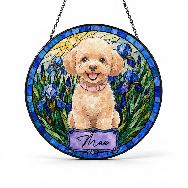 Custom Dog Portrait Suncatcher - Personalized Stained Glass Window Hanging