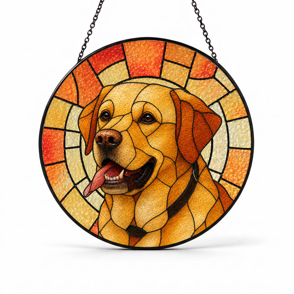 Custom Dog Portrait Suncatcher - Personalized Stained Glass Window Hanging