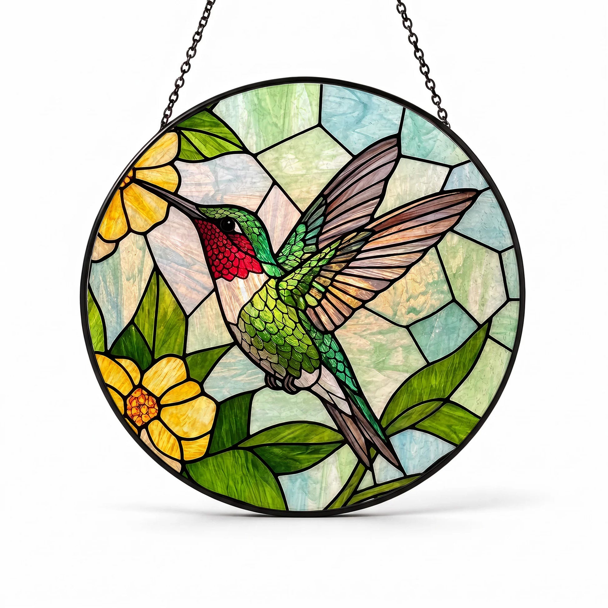 Hummingbird Stained Glass Window Hanging Suncatche - Front