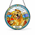 Custom Pet Portrait Stained Glass - Personalized Window Hanging Suncatcher - Front
