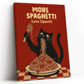 More Spaghetti Less Upsetti Funny Hungry Cat Spaghetti Art Print - Funny Canvas Wall Art - Vertical