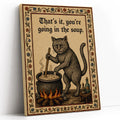 Funny Medieval Cat Going In The Soup Vintage - Funny Canvas Wall Art - Vertical