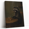 Funny Raccoon Cigar & Whiskey Vintage - Funny Canvas Wall Art - Vertical