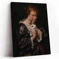 Funny Bathroom Woman Covering Nose - Funny Canvas Wall Art - White Background Vertical