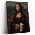 Funny Mona Lisa with Clothespin - Funny Canvas Wall Art - White Background Vertical