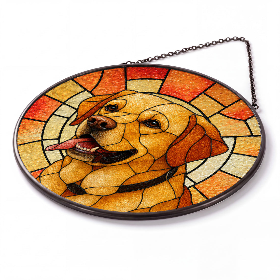 Custom Dog Portrait Suncatcher - Personalized Stained Glass Window Hanging