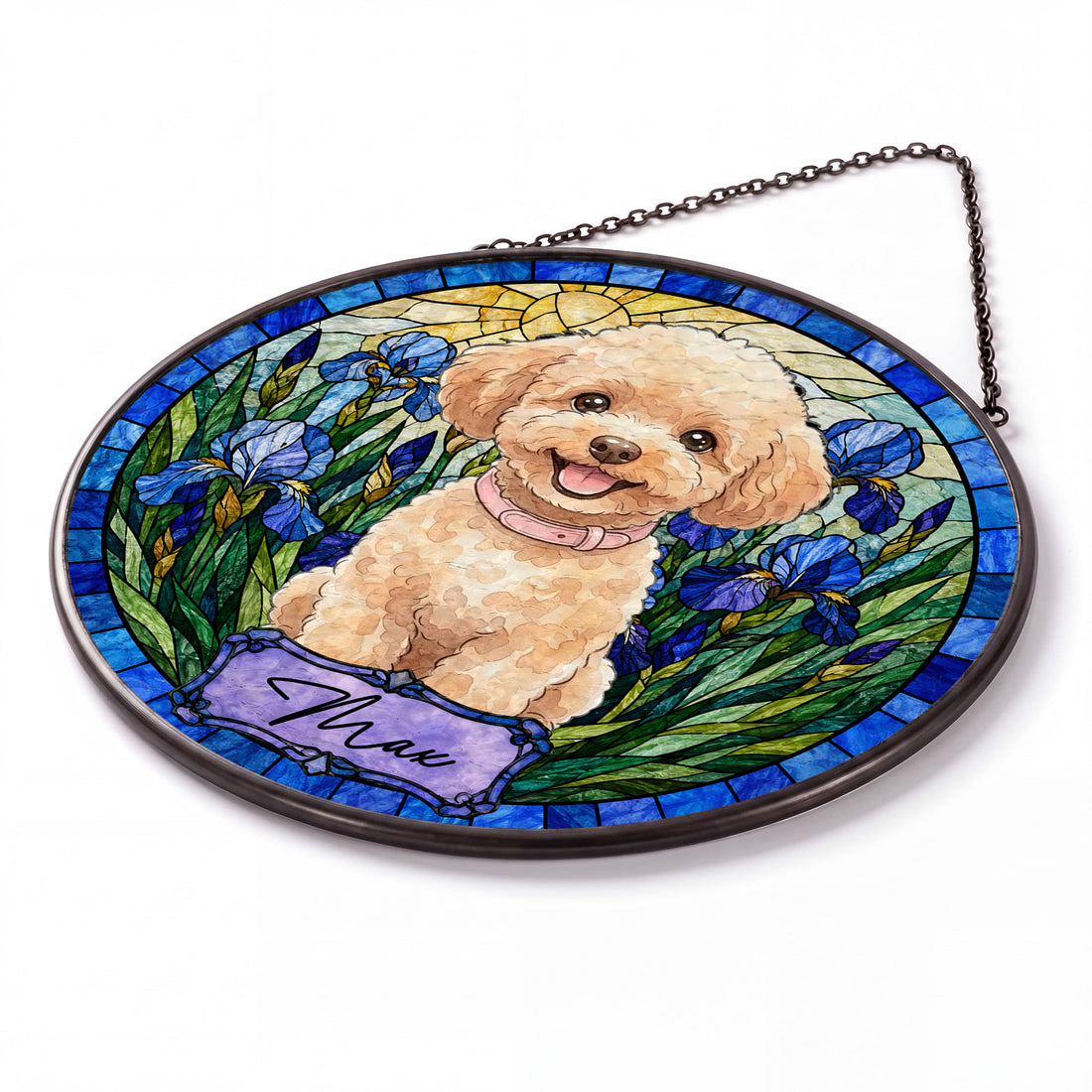 Custom Dog Portrait Suncatcher - Personalized Stained Glass Window Hanging