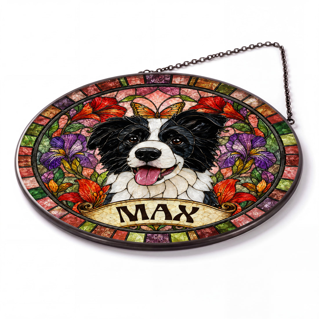 Custom Dog Portrait Suncatcher - Personalized Stained Glass Window Hanging