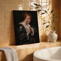 Funny Bathroom Woman Covering Nose - Funny Canvas Wall Art - Bathroom Wrapped Canvas