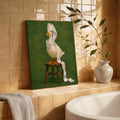 Funny Duck Toilet Paper Vintage Painting Print Art - Funny Canvas Wall Art - Bathroom Wrapped Canvas