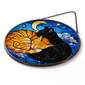 Black Cat Portrait Suncatcher - Personalized Stained Glass Window Hanging - Detail