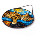Cat Stained Glass Window Hanging - Detail