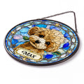 Custom Dog Portrait Suncatcher - Personalized Stained Glass Window Hanging - Detail