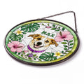 Custom Pet Portrait Suncatcher - Personalized Stained Glass Window Hanging - Detail