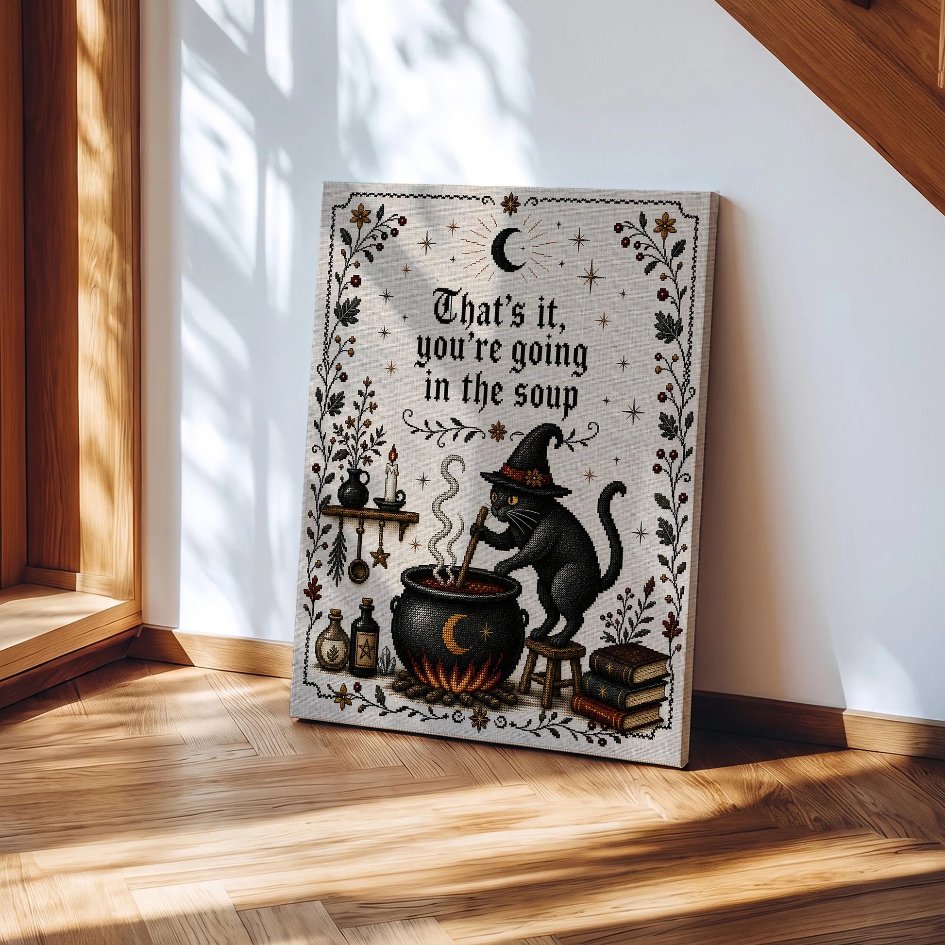 That's It You're Going in the Soup Funny Black Cat Witch - Funny Canvas Wall Art - Wrapped Canvas 1