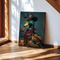 Cowboy Duck Smoking Whiskey Vintage Western - Funny Canvas Wall Art - Wrapped Canvas 1