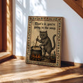 Funny Medieval Cat Going In The Soup Vintage - Funny Canvas Wall Art - Wrapped Canvas 1