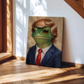 Funny Trump Frog Portrait Oil Painting Art Print Vintage - Funny Canvas Wall Art - Wrapped Canvas 1
