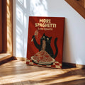 More Spaghetti Less Upsetti Funny Hungry Cat Spaghetti Art Print - Funny Canvas Wall Art - Wrapped Canvas 1