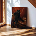 Vintage Black Cat Smoking - Funny Canvas Wall Art - Wrapped Canvas 1