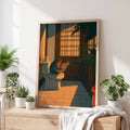 Funny Japanese Frog in Toilet - Funny Canvas Wall Art - Bathroom Nature Frame 1