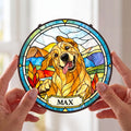 Custom Pet Portrait Stained Glass - Personalized Window Hanging Suncatcher - Close Up