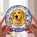 Custom Dog Portrait Suncatcher - Personalized Stained Glass Window Hanging - Close Up