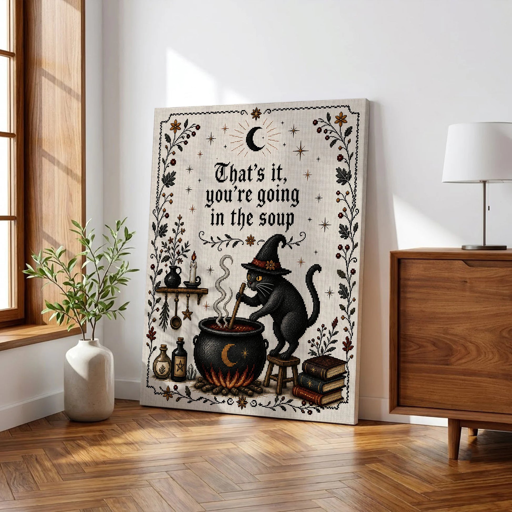 That's It You're Going in the Soup Funny Black Cat Witch - Funny Canvas Wall Art - Wrapped Canvas 2