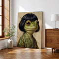 Whimsical Bob Hair Frog Portrait Vintage - Funny Canvas Wall Art - Wrapped Canvas 2