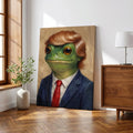 Funny Trump Frog Portrait Oil Painting Art Print Vintage - Funny Canvas Wall Art - Wrapped Canvas 2