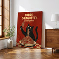 More Spaghetti Less Upsetti Funny Hungry Cat Spaghetti Art Print - Funny Canvas Wall Art - Wrapped Canvas 2