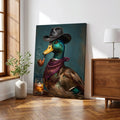 Cowboy Duck Smoking Whiskey Vintage Western - Funny Canvas Wall Art - Wrapped Canvas 2