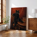 Vintage Black Cat Smoking - Funny Canvas Wall Art - Wrapped Canvas 2