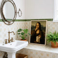 Funny Mona Lisa Pinching Nose Bathroom Parody - Funny Canvas Wall Art - Bathroom Nature Frame 2