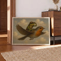 Vintage Whimsical Frog Riding - Funny Canvas Wall Art - Natural Frame 3