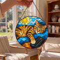 Cat Stained Glass Window Hanging - Window View