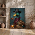 Cowboy Duck Smoking Whiskey Vintage Western - Funny Canvas Wall Art - Wrapped Canvas 3
