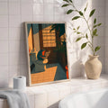 Funny Japanese Frog in Toilet - Funny Canvas Wall Art - Bathroom Nature Frame 3