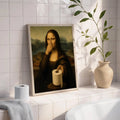 Funny Mona Lisa Pinching Nose Bathroom Parody - Funny Canvas Wall Art - Bathroom Nature Frame 3