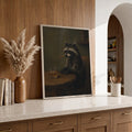 Funny Raccoon Cigar & Whiskey Vintage - Funny Canvas Wall Art - Natural Frame 1