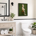 Funny Duck Toilet Paper Vintage Painting Print Art - Funny Canvas Wall Art - Bathroom Black Frame
