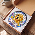 Custom Dog Portrait Suncatcher - Personalized Stained Glass Window Hanging - Gift Box