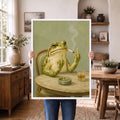 Funky Frog Smoking Middle Finger  - Funny Canvas Wall Art - White Frame 1