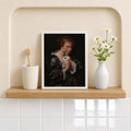 Funny Bathroom Woman Covering Nose - Funny Canvas Wall Art - Bathroom White Frame