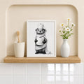 Funny Otter Toilet Paper Bathroom - Funny Canvas Wall Art - Bathroom White Frame