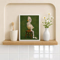 Funny Duck Toilet Paper Vintage Painting Print Art - Funny Canvas Wall Art - Bathroom White Frame