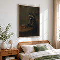 Funny Raccoon Cigar & Whiskey Vintage - Funny Canvas Wall Art - Natural Frame 2
