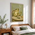 Funky Frog Smoking Middle Finger  - Funny Canvas Wall Art - Natural Frame 2