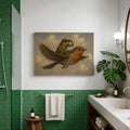 Vintage Whimsical Frog Riding - Funny Canvas Wall Art - Natural Frame 4