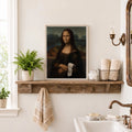 Funny Mona Lisa with Clothespin - Funny Canvas Wall Art - Bathroom Nature Frame 4